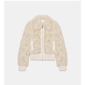 Zara Cream Faux Fur bomber jacket